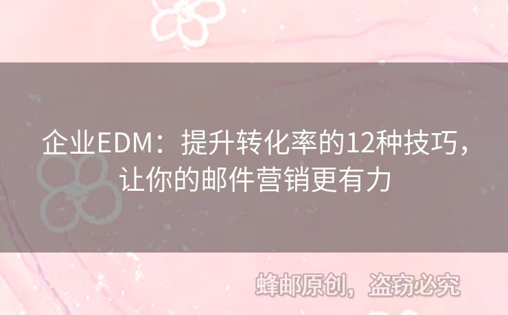 企业EDM：提升转化率的12种技巧，让你的邮件营销更有力