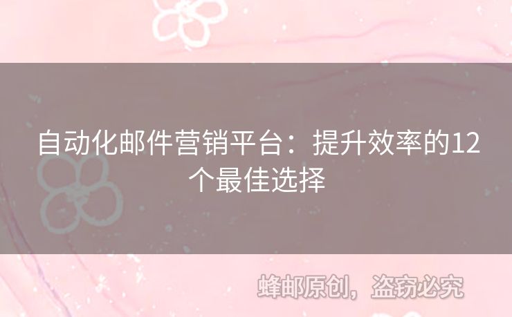 自动化邮件营销平台：提升效率的12个最佳选择