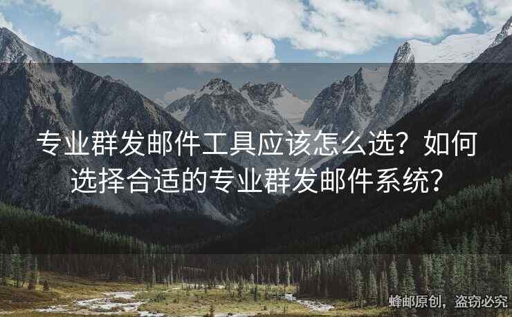 专业群发邮件工具应该怎么选？如何选择合适的专业群发邮件系统？