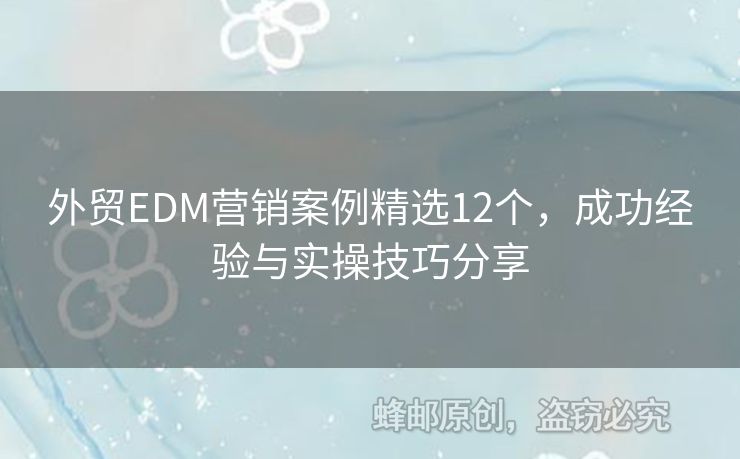 外贸EDM营销案例精选12个，成功经验与实操技巧分享