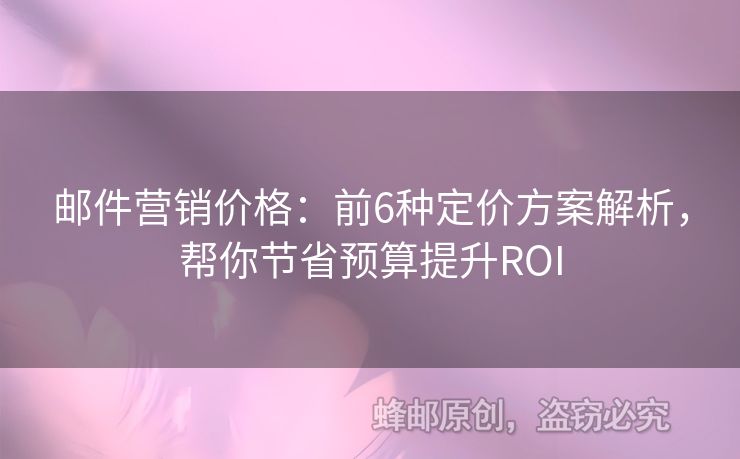 邮件营销价格：前6种定价方案解析，帮你节省预算提升ROI