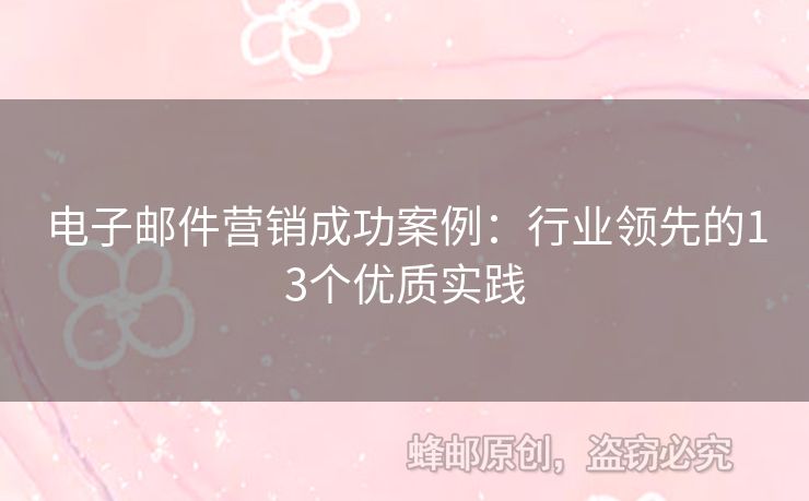 电子邮件营销成功案例：行业领先的13个优质实践