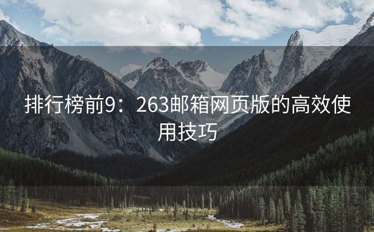 排行榜前9：263邮箱网页版的高效使用技巧