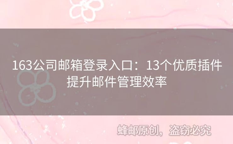 163公司邮箱登录入口：13个优质插件提升邮件管理效率