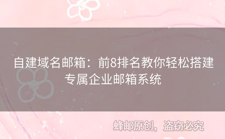 自建域名邮箱：前8排名教你轻松搭建专属企业邮箱系统