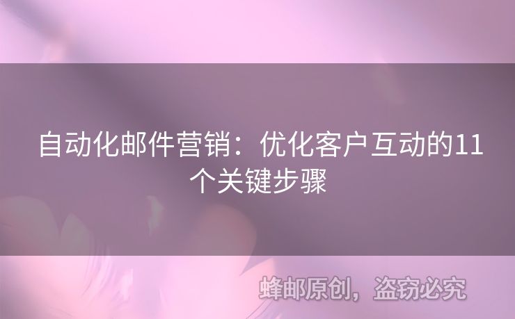 自动化邮件营销：优化客户互动的11个关键步骤