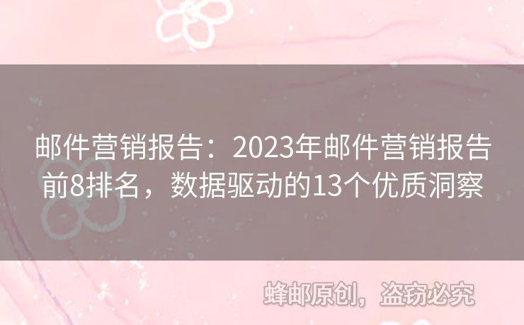 邮件营销报告：2023年邮件营销报告前8排名，数据驱动的13个优质洞察