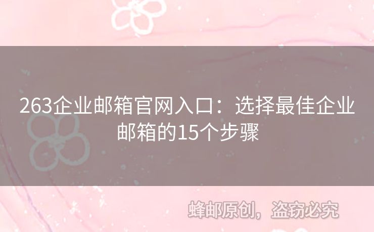 263企业邮箱官网入口：选择最佳企业邮箱的15个步骤