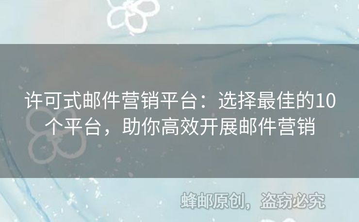 许可式邮件营销平台：选择最佳的10个平台，助你高效开展邮件营销