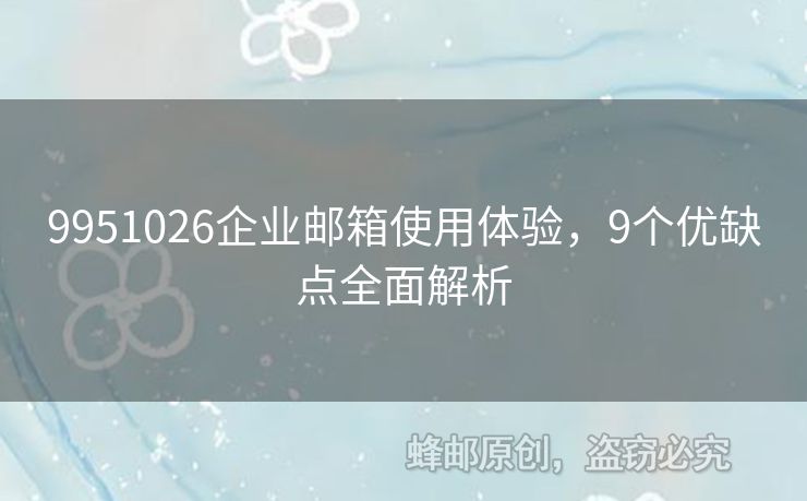 9951026企业邮箱使用体验，9个优缺点全面解析