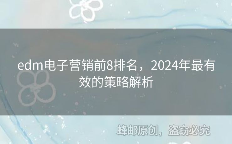 edm电子营销前8排名，2024年最有效的策略解析