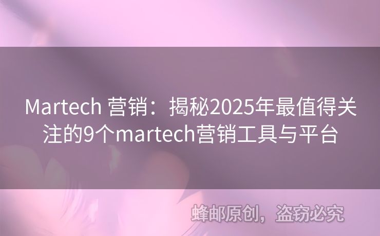 Martech 营销：揭秘2025年最值得关注的9个martech营销工具与平台