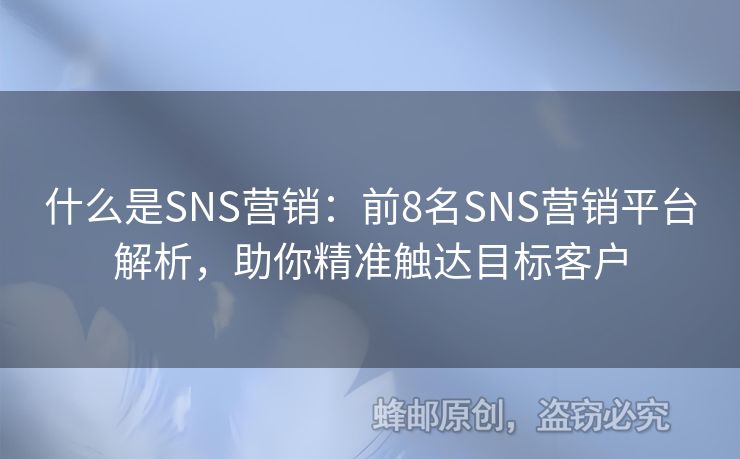 什么是SNS营销：前8名SNS营销平台解析，助你精准触达目标客户