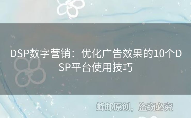 DSP数字营销：优化广告效果的10个DSP平台使用技巧