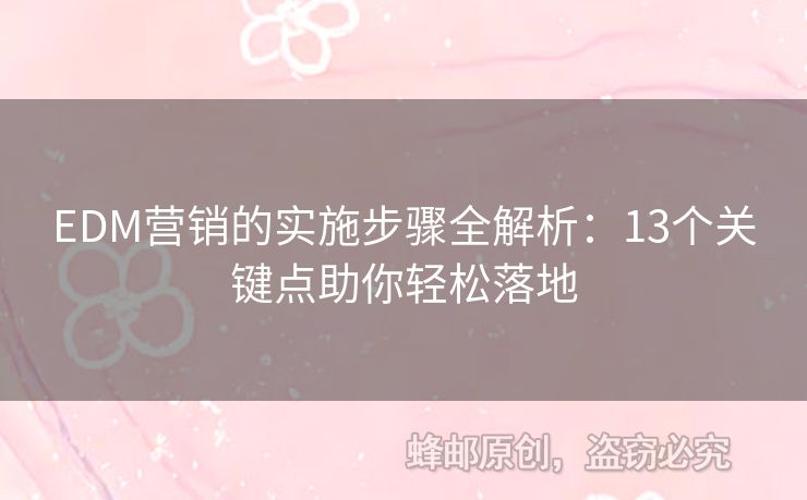 EDM营销的实施步骤全解析：13个关键点助你轻松落地