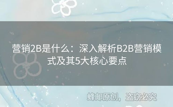 营销2B是什么：深入解析B2B营销模式及其5大核心要点