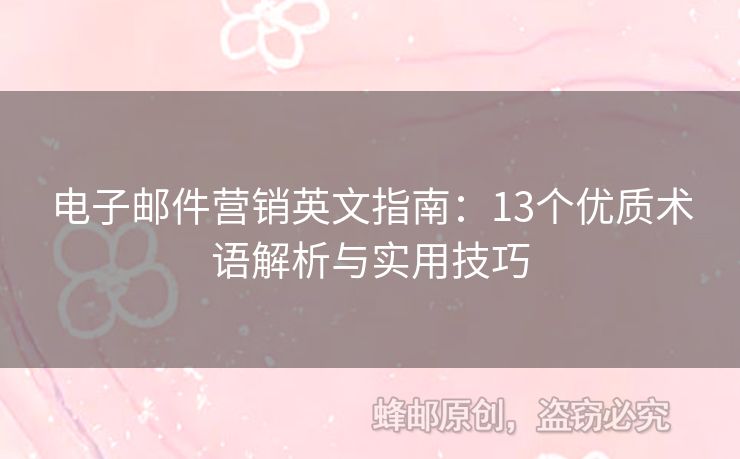 电子邮件营销英文指南：13个优质术语解析与实用技巧
