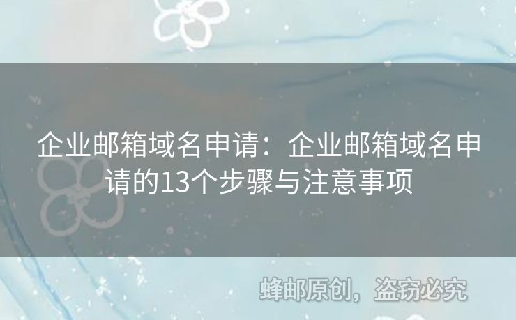 企业邮箱域名申请：企业邮箱域名申请的13个步骤与注意事项