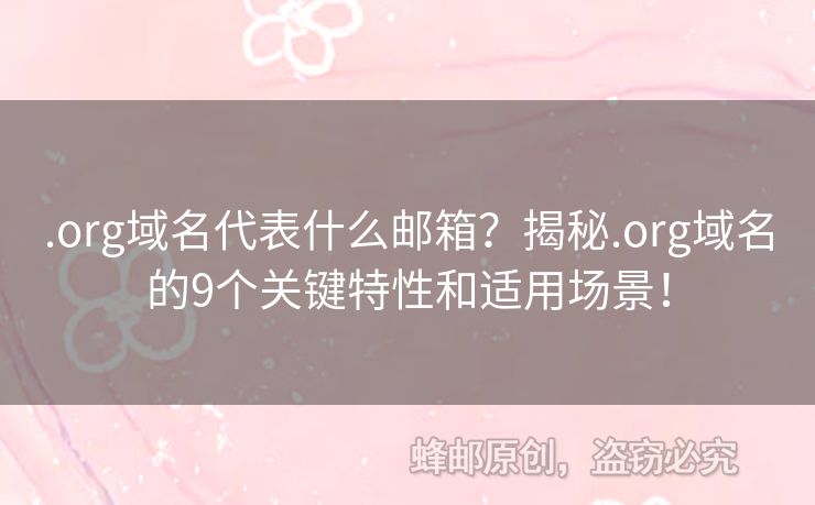 .org域名代表什么邮箱？揭秘.org域名的9个关键特性和适用场景！