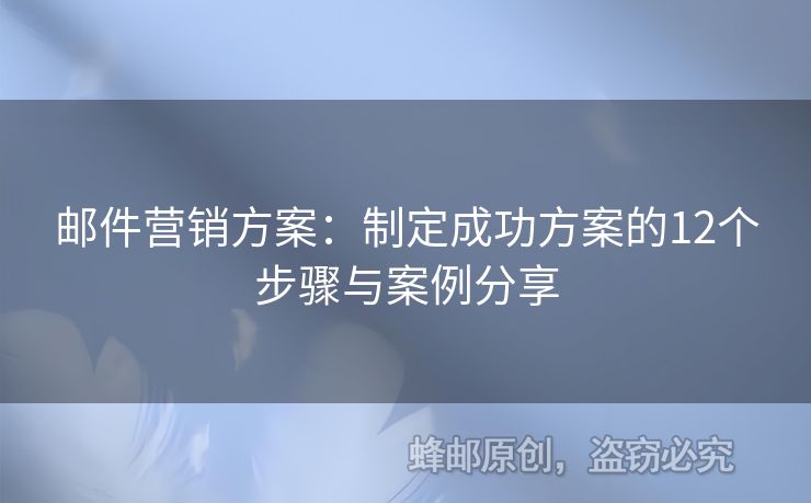 邮件营销方案：制定成功方案的12个步骤与案例分享