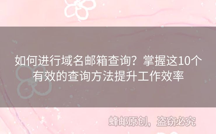 如何进行域名邮箱查询？掌握这10个有效的查询方法提升工作效率