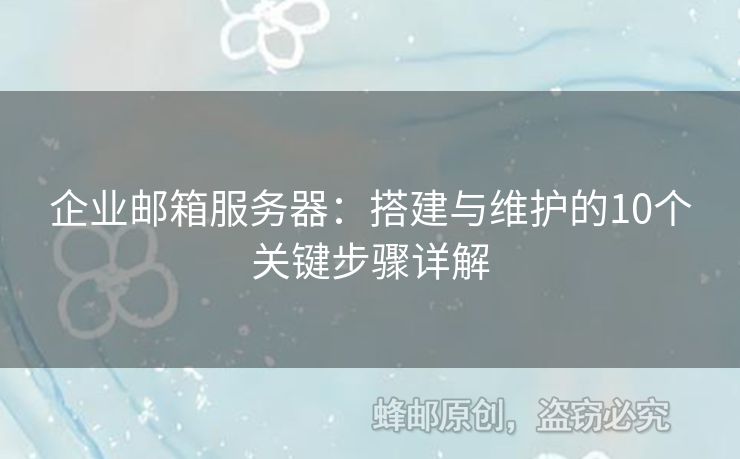 企业邮箱服务器：搭建与维护的10个关键步骤详解