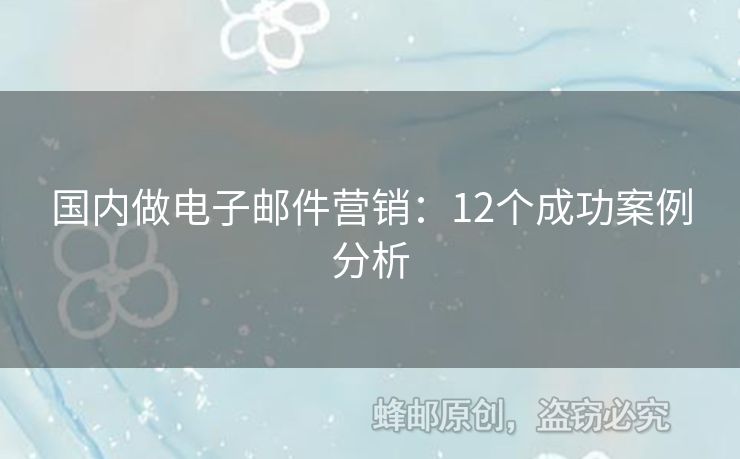 国内做电子邮件营销：12个成功案例分析